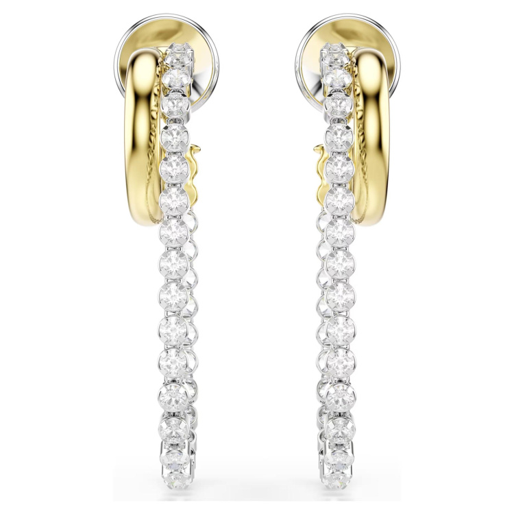 Hyperbola earrings, Round cut, White, Mixed metal finish